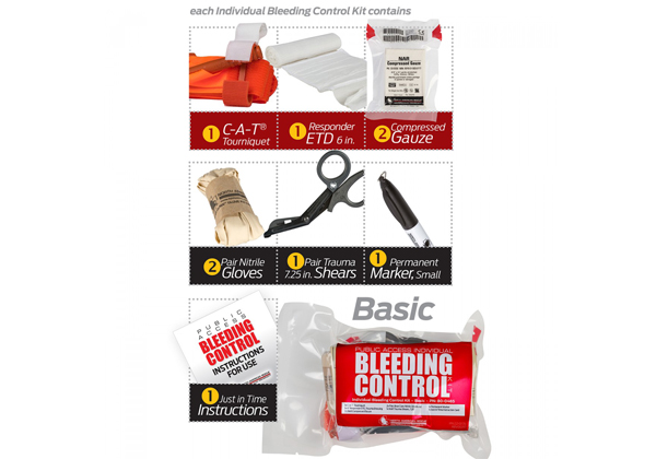 Public Access Bleeding Control Stations - 5-Pack Vacuum Sealed