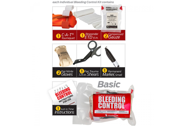 Public Access Bleeding Control Stations - 8-Pack Vacuum Sealed